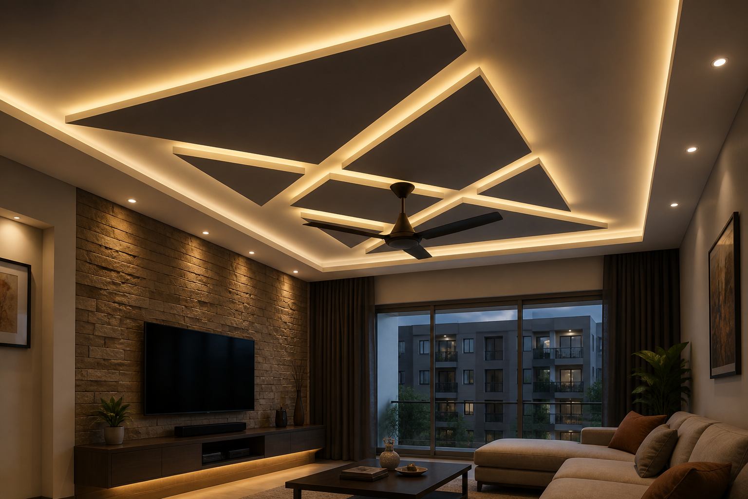 False ceiling works across Bangalore