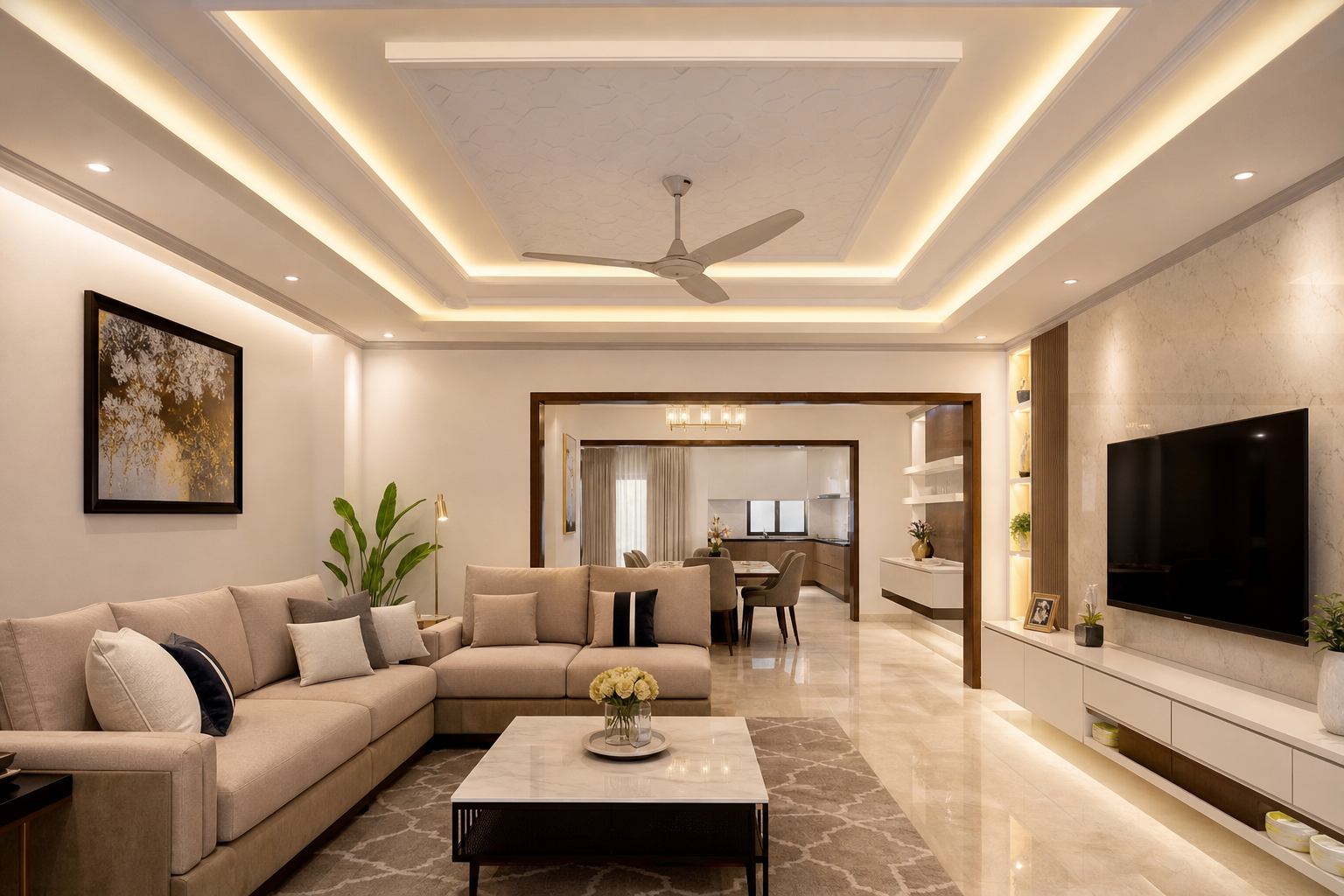 POP False Ceiling Living Room Bangalore